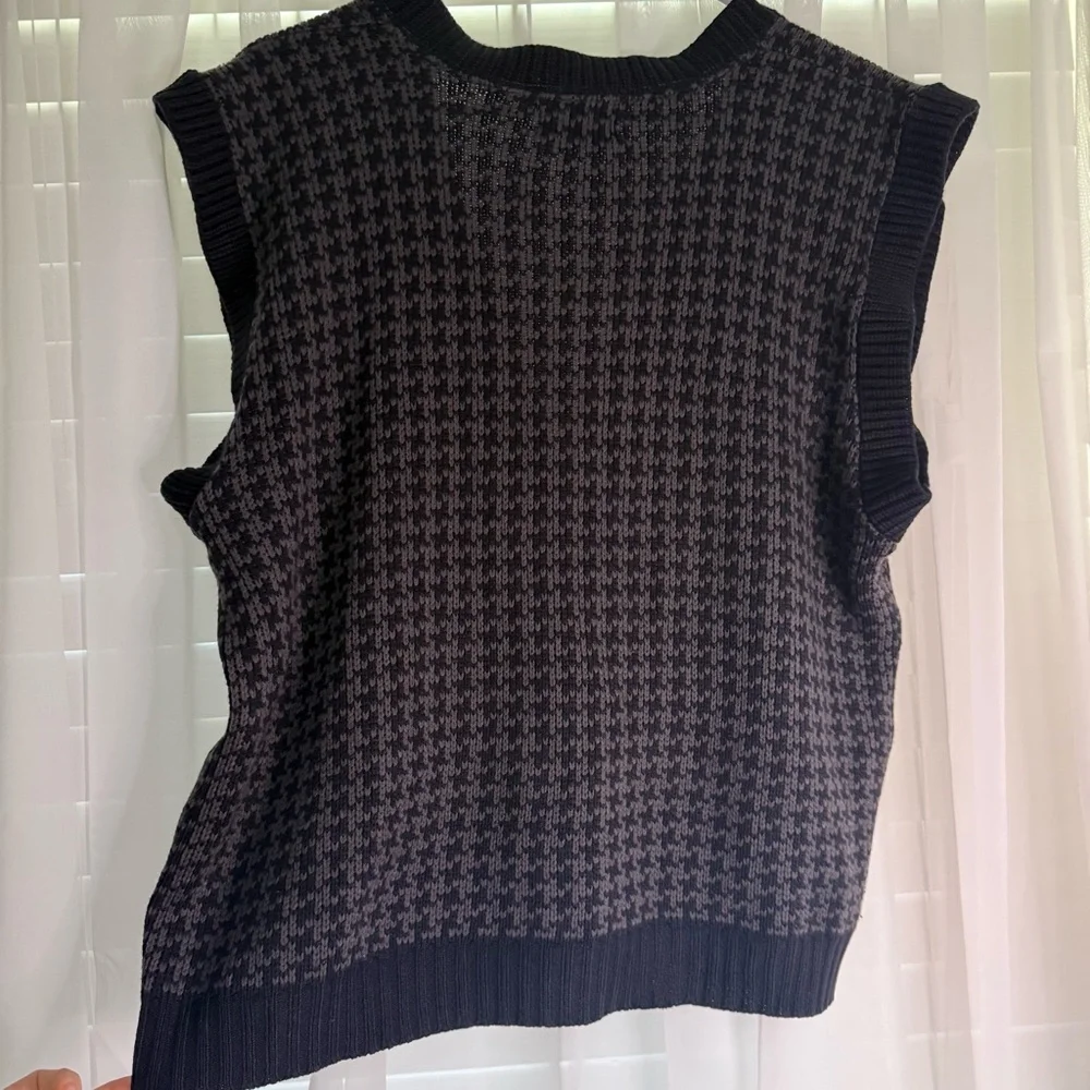 Vintage 90s Houndstooth Sweater Vest Magnetic Force Dark Academia Grandpa Core L